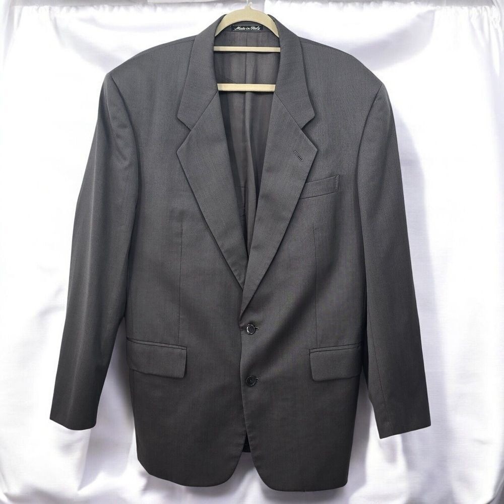 Vito Rufolo Mens 44 Gray 100% Wool 2 Button Blazer Suit Jacket Made in Italy